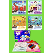 Foılart Peel & Press Yapışkanlı Renkli Basklı Folyo Sanatı-4 Lü Okyanus Uzay Safari Masal Temalı Set