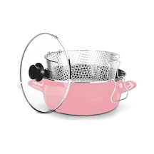 Pembe Lüks 26 Cm Kızartma Tenceresi 4,5 Lt Yüksek Performanslı Yapışmaz Renkli