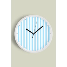 Renkli Çizgili Modern Tasarım Duvar Saati - 30cm - Önü Camlı Beyaz Kasa - Sessiz Mekanizma-jh0422 Beyaz