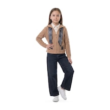 Xo Kids Kız Çocuk Fularlı 3lü Alt-üst Takım 6-10 Yaş 25462 Kahverengi