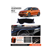 Volkswagen Polo 2022-2025 Uyumlu Torpido Örtüsü, Torpido Kılıfı - Siyah-mavi - Vw022