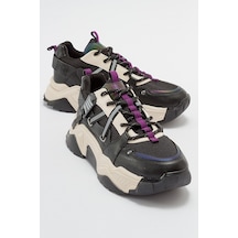 Luvishoes Leona Siyah Mor Kadın Spor Sneakers Mor - Siyah
