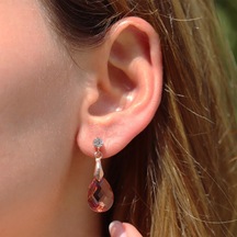 Zultanit Taşlı Damla Model Rose Gold Kaplama Gümüş Küpe Gümüş