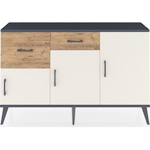 Arges Konsol 3 Raflı 2 Çekmeceli 3 Kapaklı 132x30x83 Antrasit-aytaşı/çam Aytaşı/çam