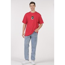 Oversize T-Shirt Gangster Panda Kırmızı 001