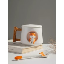 Teplo V Rukah Kapaklı Ve Kaşıklı Shiba Inu Fincanı 219546017 Beyaz