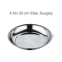 4 No 35cm Klasik Süzgeç, Kevgir Seti Paslanmaz Çelik Salça Kevgiri, Elek Gri