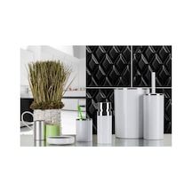 Primanova Lenox Beyaz Banyo Aksesuar Seti 5 Parça Beyaz