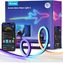 Govee Neon Halat Işık 2, Rgbıc Neon Led Şerit 5m, Şekil Haritalamalı, Dıy Tasarımı, Smartthings İle Uyumlu, Matter, Alexa Ve Google Assistant, Oyun Odası Duvar Dekorasyonu İçin, Siyah