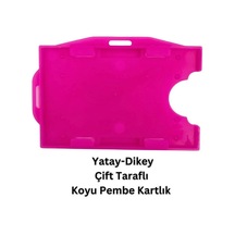 Koyu Pembe Yatay Dikey Çift Taraflı Kart Koruyucu
