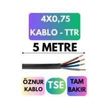 Öznur 4x0,75 Ttr Kablo Metre Seçenekli Siyah - 5 Metre