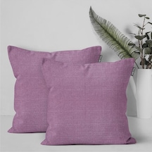 2'li Keten Görünümlü Kırlent Kılıfı Mor-1905 - Mor