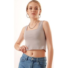 Bigdart 0435 Fitilli Crop Bluz - Gri 001