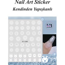 Nail Art Sticker Kendinden Yapışkanlı, Tırnak Süsleme, Tırnak Dövmesi Stikır 2263 Beyaz-2263