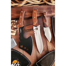 Outdoor Balta Bıçak 3lü Seti Kamp Baltası Bıçak Bıçağı Nacak Blt