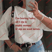 Slogan Unisex Yazılı Oversize Tshirt Twgwbr17 Beyaz