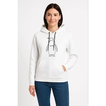 Kadın Salaş Stil Beyaz Nihilist Penguen Özel Tasarım Oversize Kap