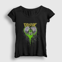 Presmono Kadın Skulls Bullet For My Valentine T-shirt Siyah