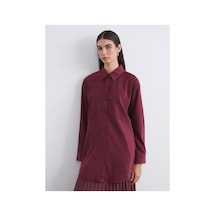 LC Waikiki Alıta Cıty Farkıyla Lcw Modest Bordo Süet Görünümlü Kadın Gömlek Tunik Bordo - 931519405 Bordo