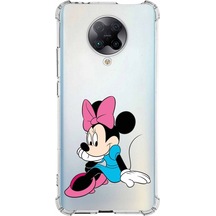 Xiaomi Poco F2 Pro Köşe Korumalı Antişok Kapak Minnie Mouse Tasarımlı Şeffaf Kılıf