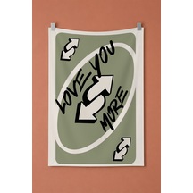 Love You More Haki Kart Temalı Dekoratif Duvar Örtüsü Duvar Halısı Beyaz