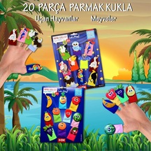 2 Set - 20 Parça Tox  Meyveler ve Uçan Hayvanlar Parmak Kukla T105