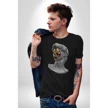 Modern Sanat Apollo Unisex Unisex Siyah Organik Baskılı T-shirt Penye Yüksek Kalite Siyah