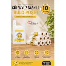 Baskılı Rulo Poşet Orta Boy 10'lu Gülenyüz Hışır Atlet Poşet Market Manav Poşeti Çöp Poşeti