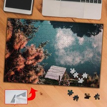 Kırmızı Yapraklı Ağaç Gökyüzü 240 Parça Puzzle Yapboz Tablo-1619