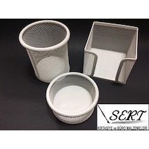 Metal 3lü Kalemlik Set Beyaz