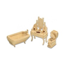 3D Ahşap Banyo Maket Puzzle 44 Parça