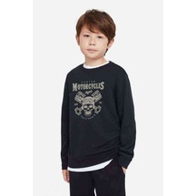 Tshirthane American Moto Costume Repair Baskılı Unisex Çocuk Siyah Sweat Siyah