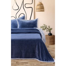 Vera All Day Pelüş Çift Kişilik Yatak Örtüsü Lacivert Lacivert