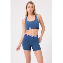 Athleshorts Yüksek Bel Kadın Uzun Boxer Şort-3270 Mavi