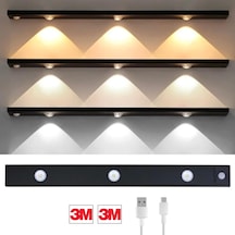 Hareket Sensörlü Ledli Gece Lambası, Parlaklık Ayarı Yapılabilir, 3000k-6000k, 3 Mod, Kablosuz, Diğer