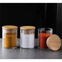 Gönül Gnl3833 Borosilikat Bambu Kapaklı Cam Kavanoz 5.5x7cm Tekli