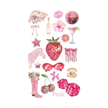 Pink Retro Laptop Tablet Telefon Ajanda Bullet Journal Motor Sticker -suya Dayanıklı Etiket Abanoz