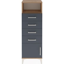 Arges Dolap Tek Raflı 4 Çekmeceli Tek Kapaklı 44x30x134 Çam-antrasit Atlas Çam