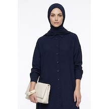 Armine Trend Sırtı İşlemeli Gömlek Yaka Tunik Lacivert 26yt418