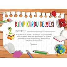 Kitap Kurdu Sertifikası Kalın Karton 10 Adet A4 Ebatında