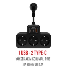 Çoklu Kablolu Priz -priz Çoğaltıcı-priz Dönüştürücü 1usb-2type-c