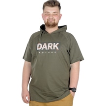 Mode Xl Büyük Beden T-shirt Kapşonlu Dark 22176 Haki 001