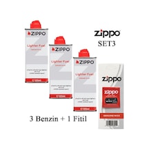 Zippo Çakmak İkmal Seti 3 Bidon Benzin 1 Fitil Set3