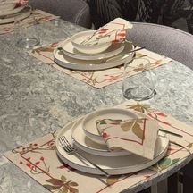 Keten 6 Lı Karina Desen 6 Amerikan Servis &6 Peçete 45x30-30x30 Çok Renkli