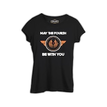 May The Fourth With Universe Symbol Siyah Kadın Tshirt 001