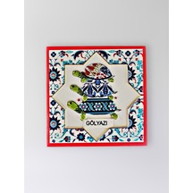 Gölyazı Temalı Polyester Kabartmalı Kaplumbağa Desen Magnet 7 X 7 Cm Dekoratif Hediyelik Buzdolabı Süsü Kod:1167