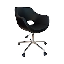 Büro Koltuğu çalışma Sandalyesi Siyah Renk Suni Deri Krom Yıldı