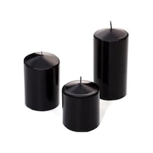 3&apos Lü Siyah Silindir Mum Seti 5,5 Cm -7,5 Cm-10 Cm 000 Açık Krem
