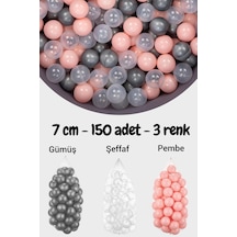 7 Cm Top Havuzu Topu 150 Adet Pembe, Şeffaf, Gümüş