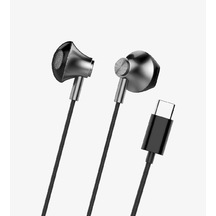 Linktech Kablolu Kulaklık , Linktech H336 Siyah Type-c Mikrofonlu Metal Kablolu Kulak İçi Kulaklık , Universal
